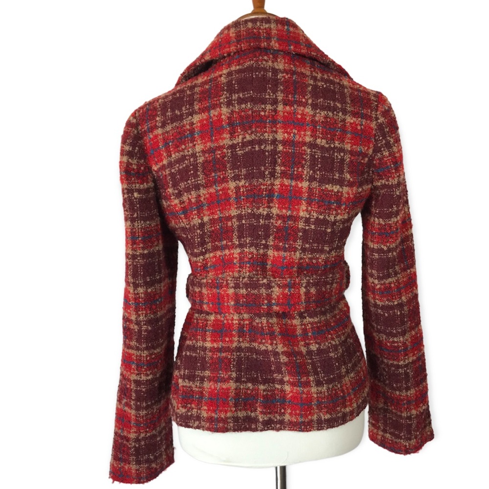 Tabitha Red Plaid Ruffle Front Jacket - Picture 3 of 11